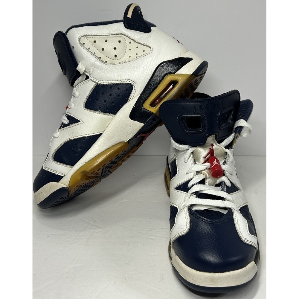 Nike‎ Air Jordan VI 6 Retro Olympic White Blue 384665-130 Size 5.5Y Women's 7.5